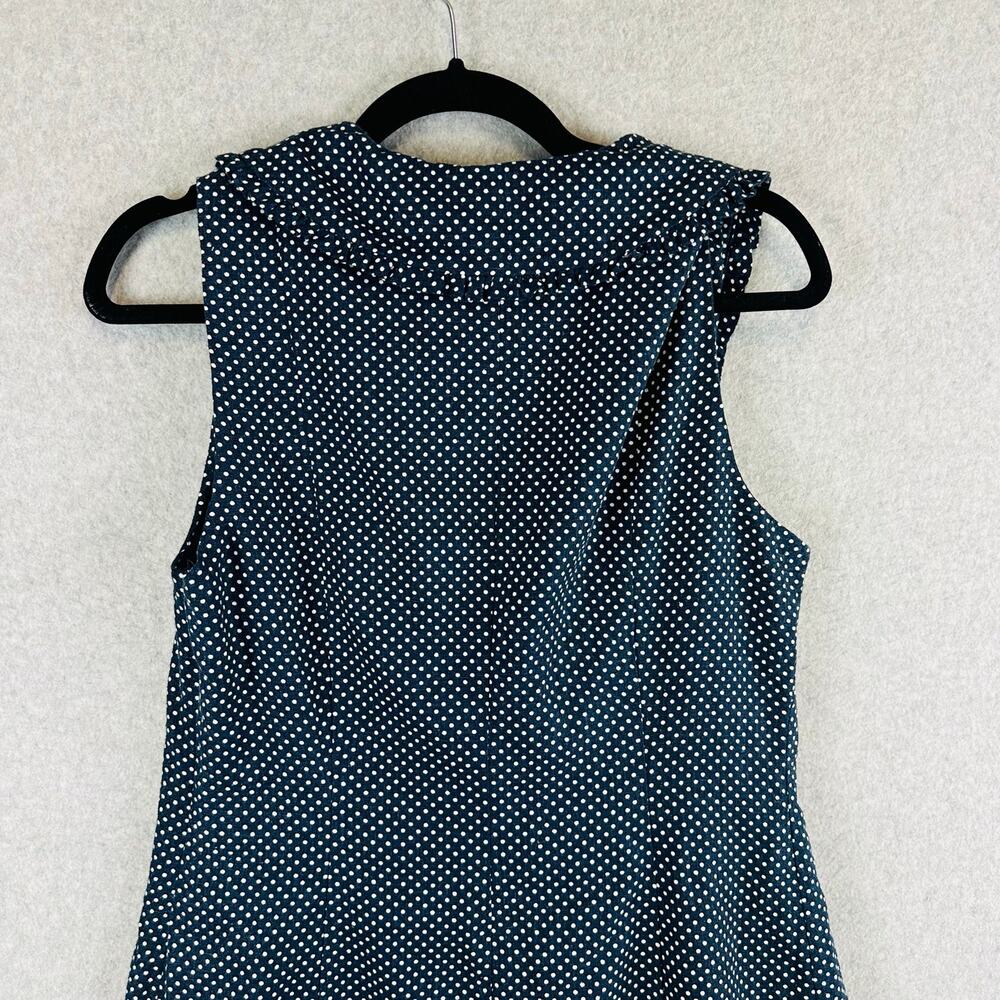 New Caroline Constas Womans Sz 10 Dress Linen Blend Blue Polka Dots NWT - Picture 9 of 11